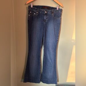 Vintage Mudd Denim Blue Dark Wash Jeans Womens 7 Flare Bell Bottoms Y2k Preppy